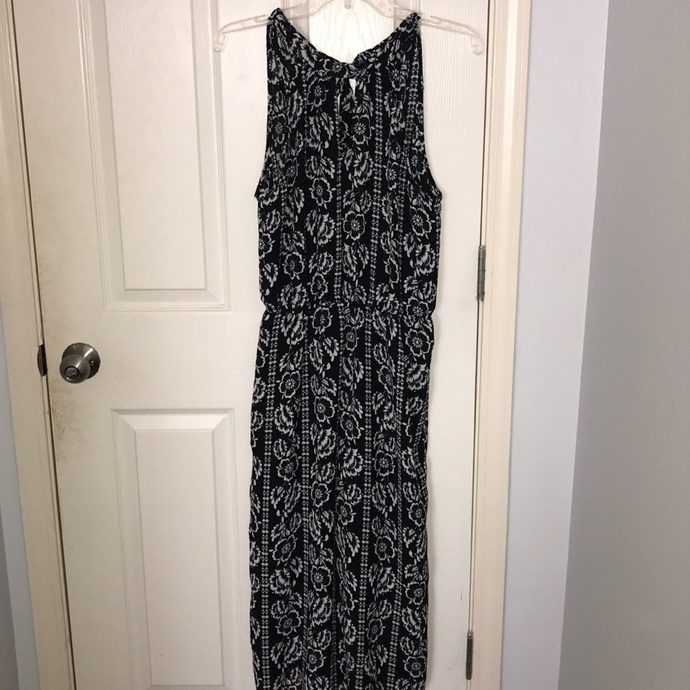 black & white floral jumpsuit